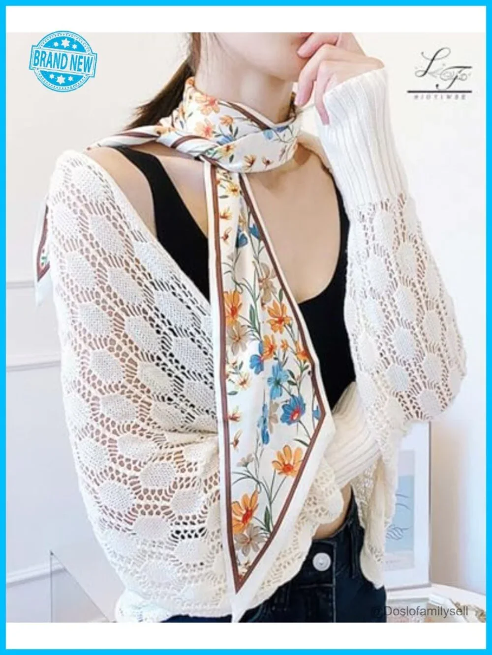 Silky Long Thin Satin Multi-purpose Fashion Scarf for Handbags